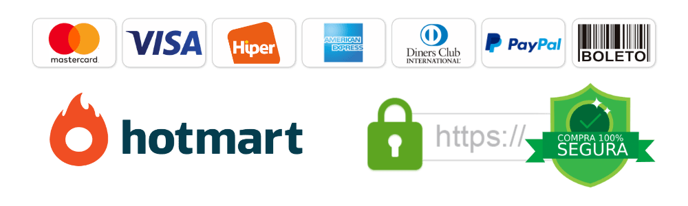 Medios de pago aceptados: Mastercard, Visa, Hiper, American Express, Diners Club, PayPal, Boleto · Compra 100% segura con Hotmart
